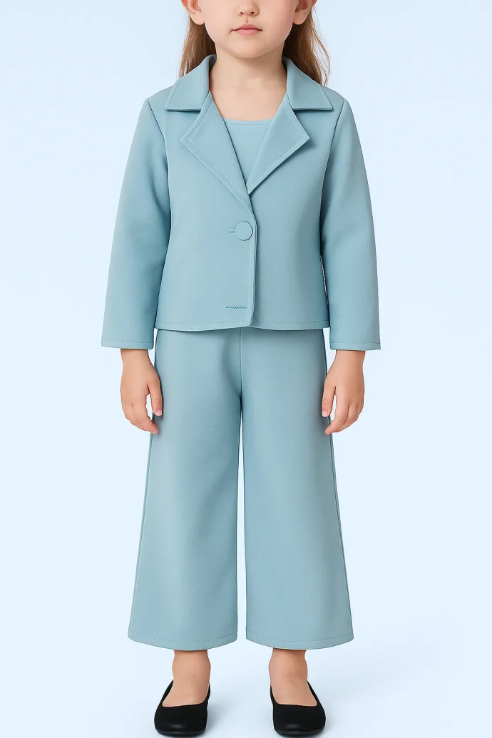 Blue children's suit and pants set for girls ست کت و شلوار مجلسی دخترانه (3 تا 7 سال) – کد 1 - Image 1